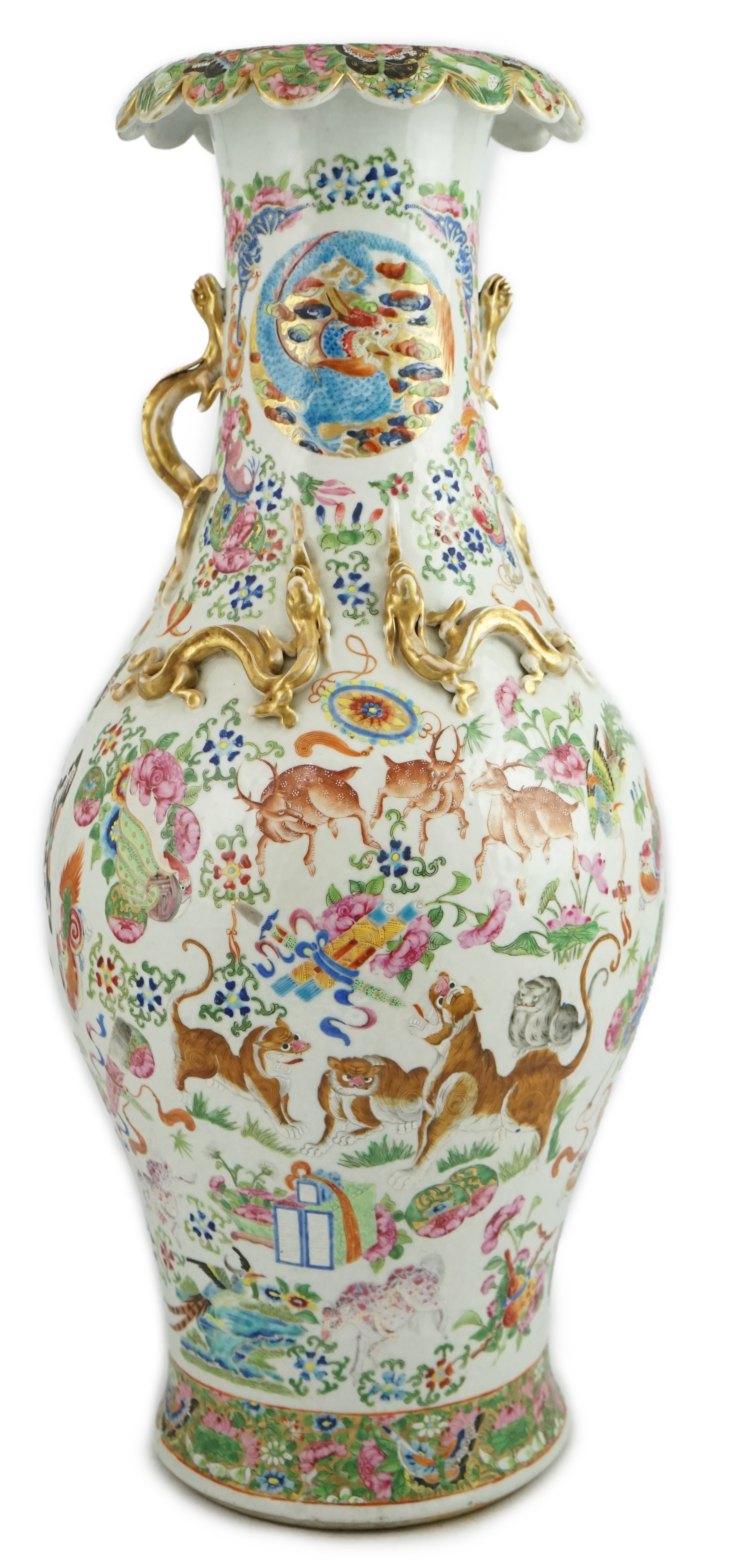 A large Chinese famille rose ‘beasts’ vase, mid 19th century